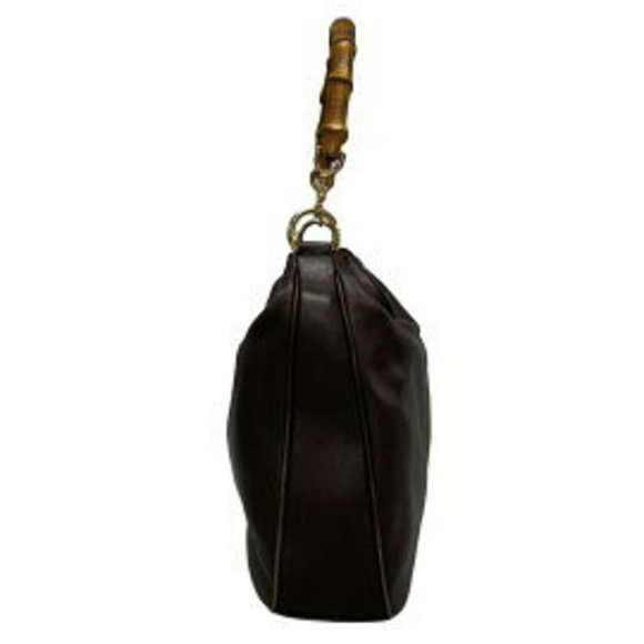 GUCCI Bamboo Shoulder Bag Black x Light Leather - Picture 2 of 10